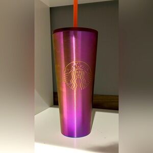 STARBUCKS 2022 24oz metallic cup with original straw.  NEW and never used